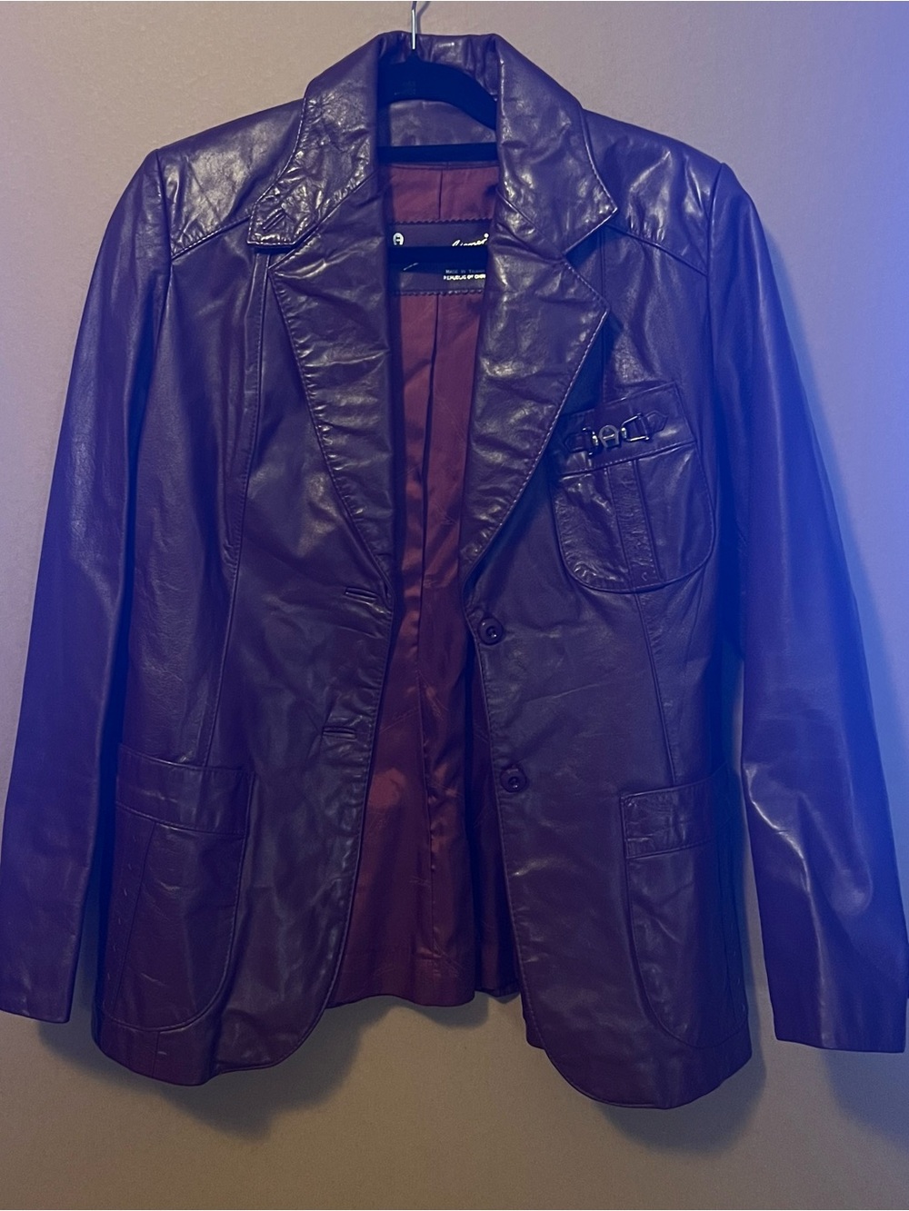 Etienne Aigner Wine Leather Jacket